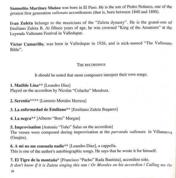 Various : Colombie - Le Vallenato (CD, Comp)