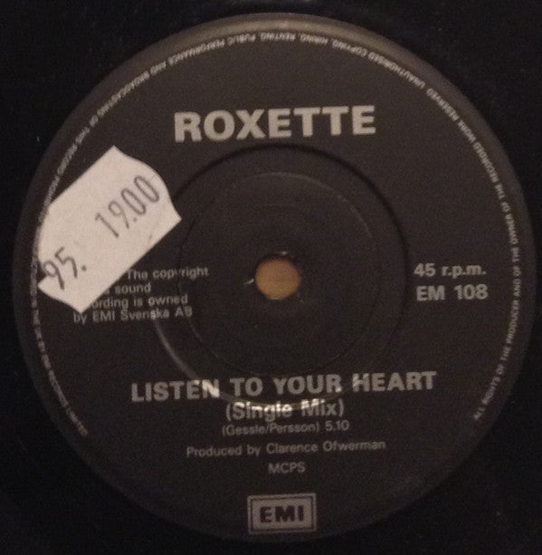 Roxette : Listen To Your Heart (7", Single, Pap)
