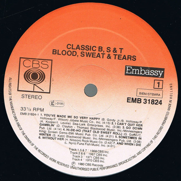 Blood, Sweat & Tears* : Classic B, S & T (LP, Comp)