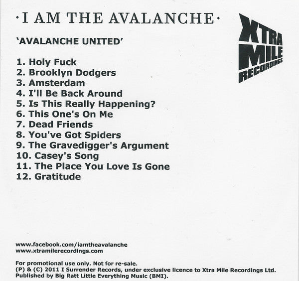 I Am The Avalanche : Avalanche United (CD, Album, Promo)