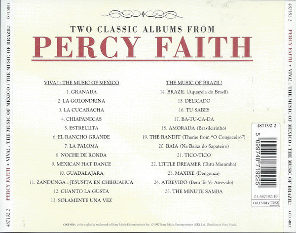 Percy Faith : Viva!: The Music Of Mexico & The Music Of Brazil! (CD, Comp, RM)