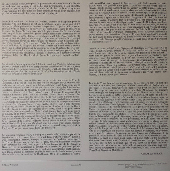 Johann Christian Bach, François-Adrien Boieldieu, Joseph Jelinek, Le Trio Nordmann : 3 Trios (LP)