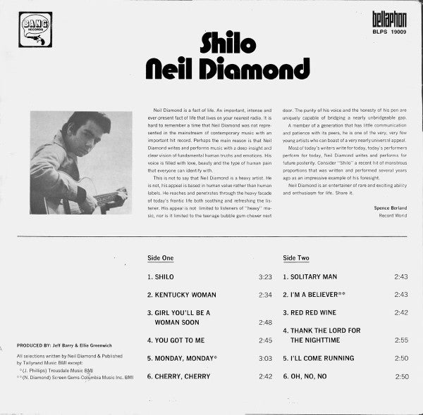 Neil Diamond : Shilo (LP, Comp, RP)