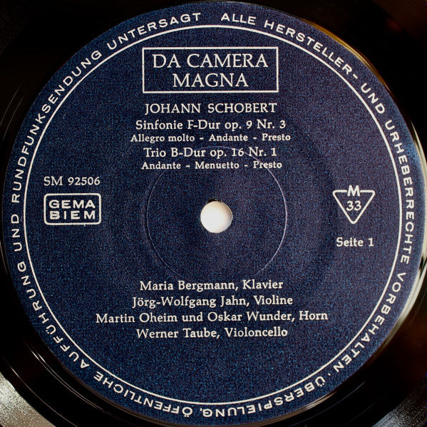 Johann Schobert : Sinfonies Pour Le Clavecin Seul. (LP)