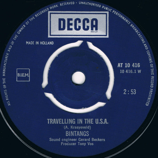 Bintangs : Travelling In The U.S.A. / Hound Is On The Run (7", Single)