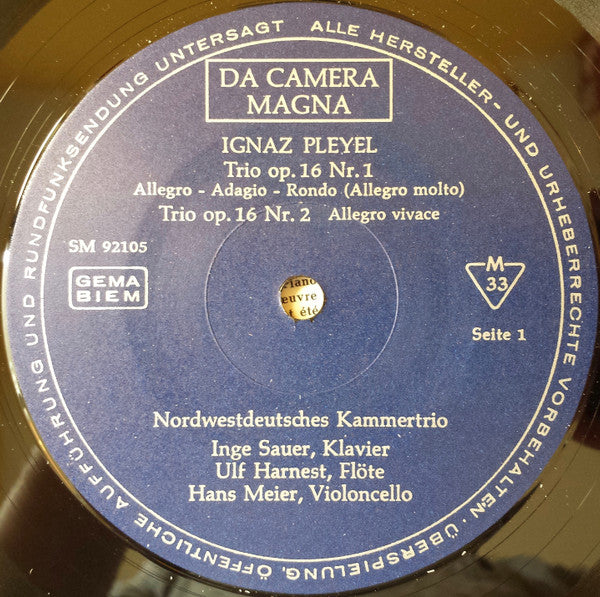 Ignaz Pleyel, Nordwestdeutsches Kammertrio : Trios Für Klavier, Flöte Und Cello (LP)