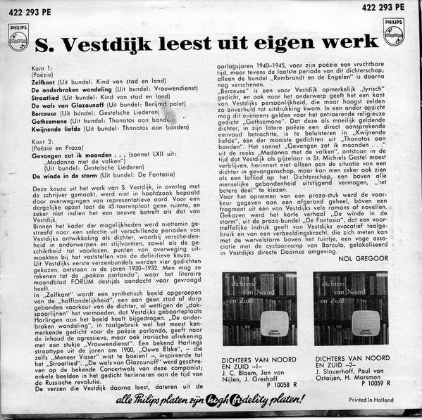 Simon Vestdijk : S. Vestdijk Leest Uit Eigen Werk (7")