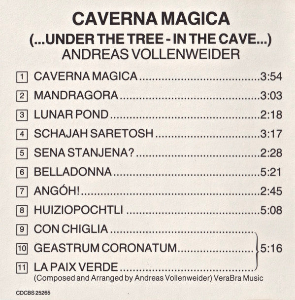 Andreas Vollenweider : "Caverna Magica" (...Under The Tree - In The Cave...) (CD, Album)