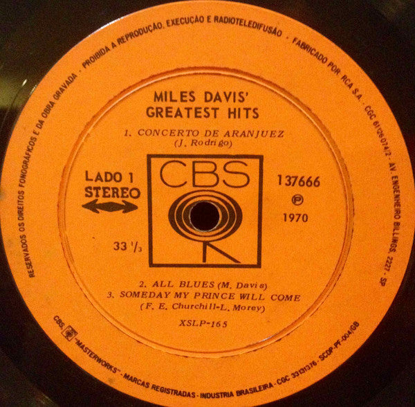 Miles Davis : Miles Davis' Greatest Hits (LP, Comp)