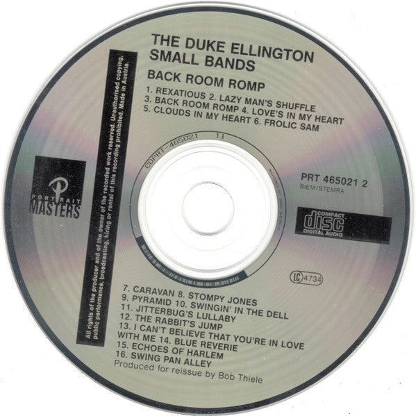 Duke Ellington : The Duke Ellington Small Bands: Back Room Romp (CD, Comp)