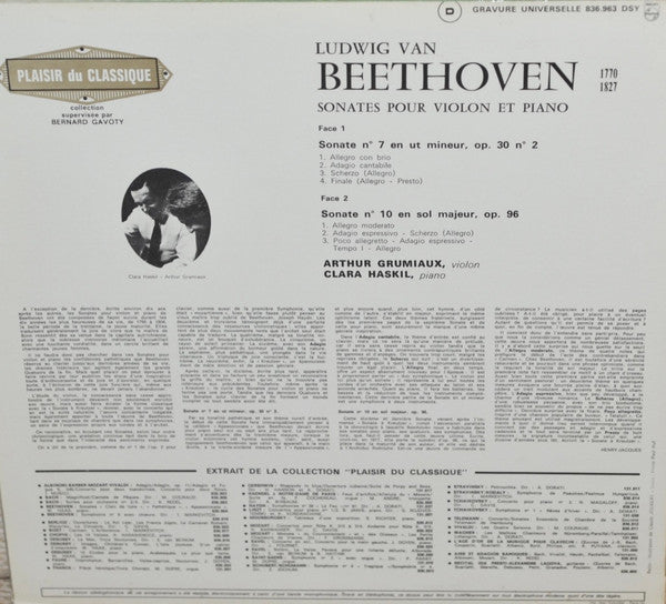 Ludwig van Beethoven - Clara Haskil, Arthur Grumiaux : Les 10 Sonates Pour Violon Et Piano - volume 3 (LP, RE, Gra)