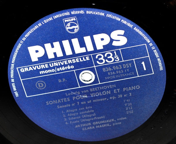 Ludwig van Beethoven - Clara Haskil, Arthur Grumiaux : Les 10 Sonates Pour Violon Et Piano - volume 3 (LP, RE, Gra)