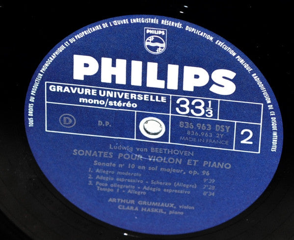 Ludwig van Beethoven - Clara Haskil, Arthur Grumiaux : Les 10 Sonates Pour Violon Et Piano - volume 3 (LP, RE, Gra)