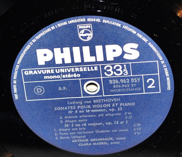 Ludwig van Beethoven - Clara Haskil, Arthur Grumiaux : Les 10 Sonates Pour Violon Et Piano - Volume 2 (LP, Gra)