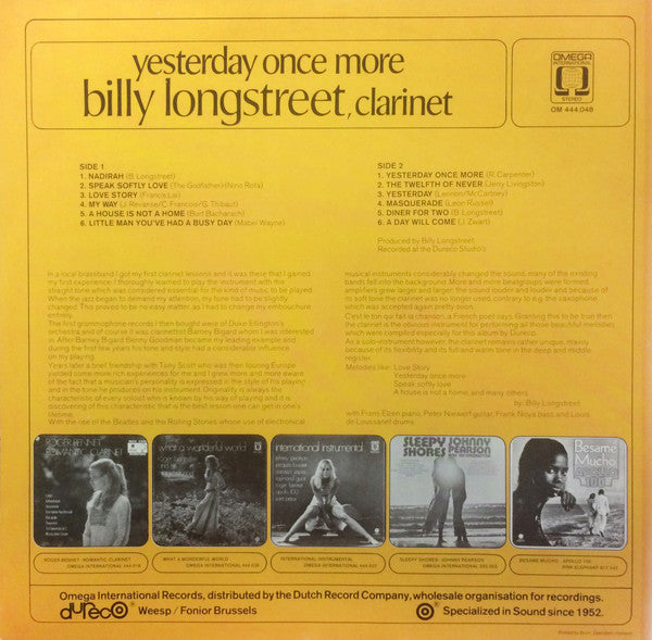 Billy Longstreet : Yesterday Once More (LP, Album)