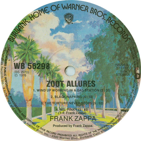 Frank Zappa : Zoot Allures (LP, Album)