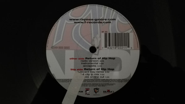 DJ Tomekk Feat. KRS-One, Torch & MC Rene : Return Of Hip Hop (Ooh, Ooh) (12")