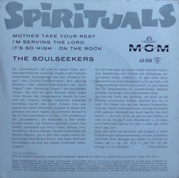 The Soul Seekers : Spirituals (7", EP, Mono)