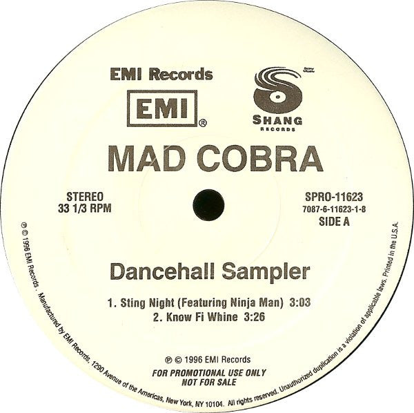 Mad Cobra : Dancehall Sampler (12", Promo, Smplr)