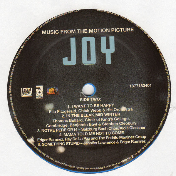Various : Joy (Music From The Motion Picture) (2xLP, RSD, Comp, Ltd, Blu)