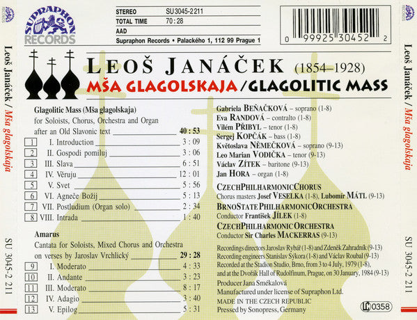 Leoš Janáček, František Jílek, Sir Charles Mackerras : Mša Glagolskaja=Glagolitic Mass / Amarus (CD, Album)