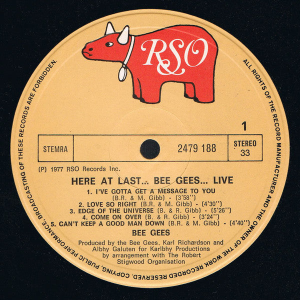 Bee Gees : Here At Last... Bee Gees... Live (2xLP, Album, Gat)