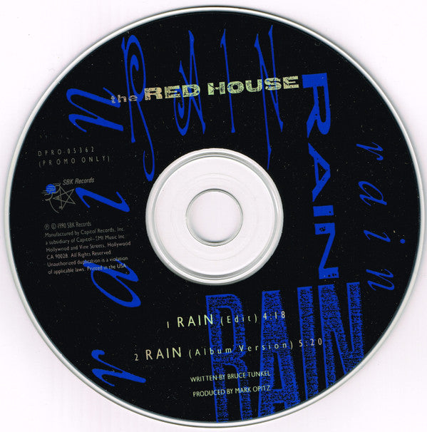 The Red House : Rain (CD, Single, Promo)