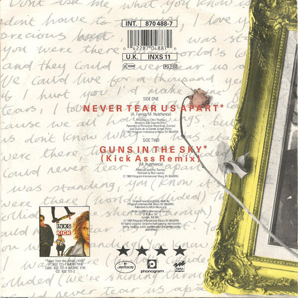 INXS : Never Tear Us Apart (7", Single)