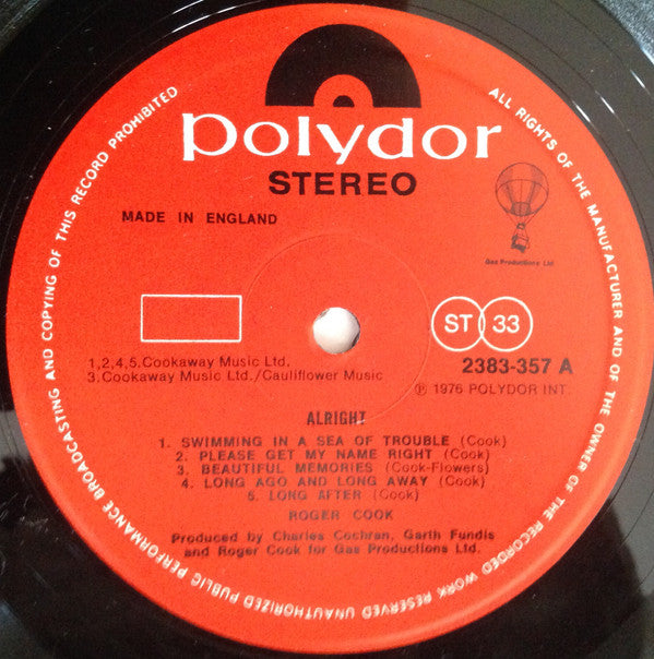 Roger Cook : Alright (LP, Album)