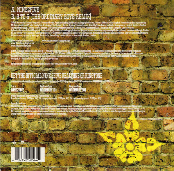 The Ordinary Boys Vs Lady Sovereign : Nine2Five (The Re-Match) (7", Single)