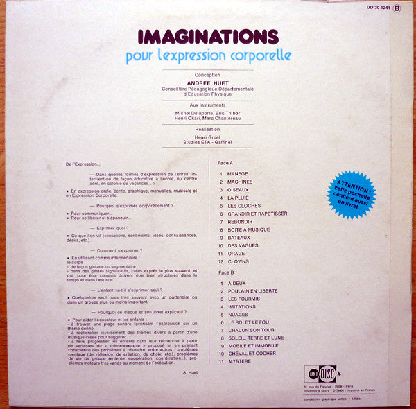 Andrée Huet, Eric Thibor : Imaginations Pour L'Expression Corporelle (LP, Album, Ⓑ P)