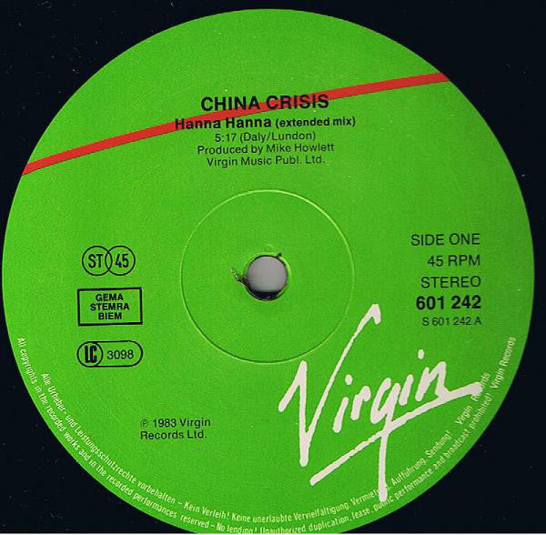 China Crisis : Hanna Hanna (Extended Mix) (12")