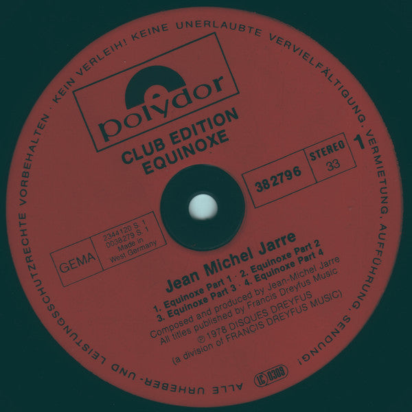 Jean Michel Jarre* : Equinoxe (LP, Album, Club)