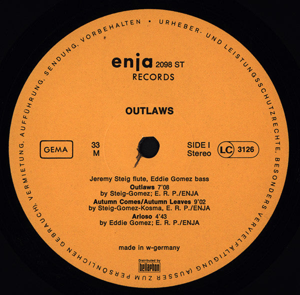 Jeremy Steig - Eddie Gomez : Outlaws (LP, Album)