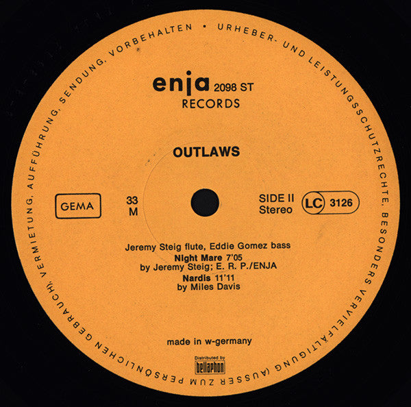 Jeremy Steig - Eddie Gomez : Outlaws (LP, Album)