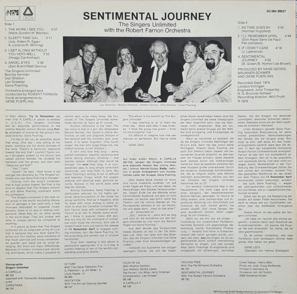The Singers Unlimited : Sentimental Journey (LP, Album)
