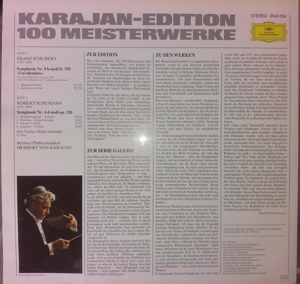 Berliner Philharmoniker, Herbert von Karajan : Karajan-Edition 100 Meisterwerke - Schubert: Symphonie Nr.8 "Unvollendete" · Schumann: Symphonie Nr.4 (LP, Comp)