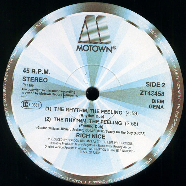 Rich Nice : The Rhythm, The Feeling (12", Maxi)