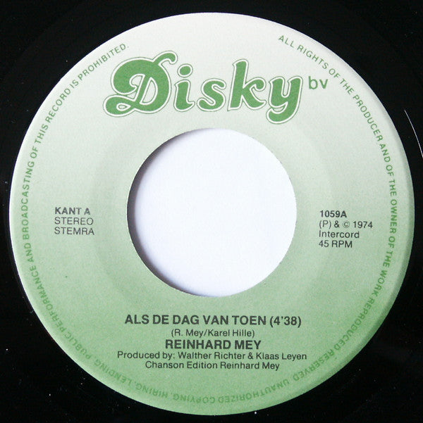 Reinhard Mey : Als De Dag Van Toen (7", Single, RE)