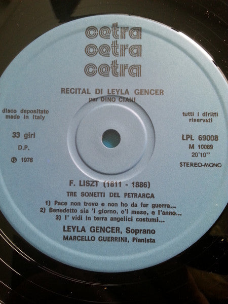 Leyla Gencer : Recital per Dino Ciani, Opera/76 Vol/7  (LP, Mono, Gat)