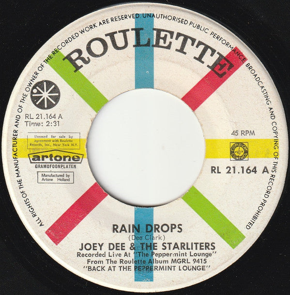 Joey Dee & The Starliters : Raindrops (7", Single)