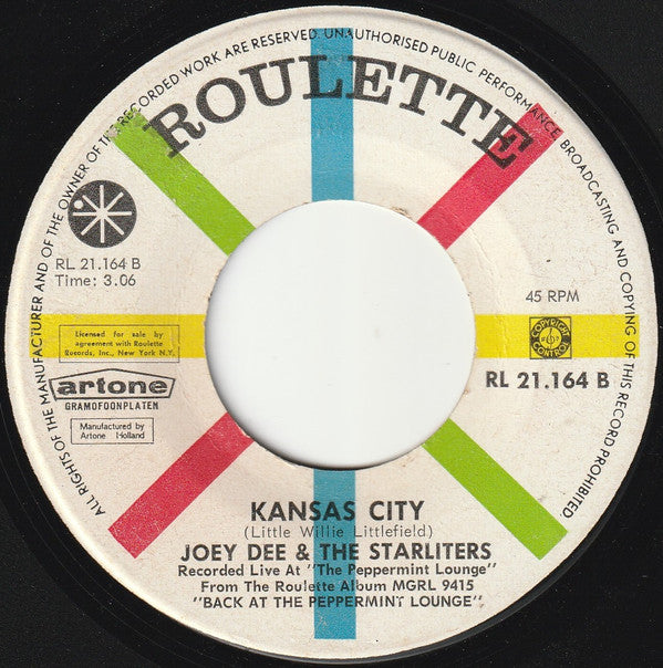 Joey Dee & The Starliters : Raindrops (7", Single)