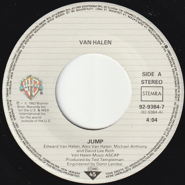 Van Halen : Jump! (7", Single, Col)