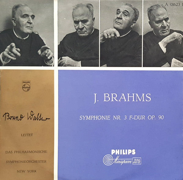 Johannes Brahms, Bruno Walter, Philharmonic-Symphony Orchestra Of New York : Symphonie Nr. 3 F-Dur Op. 90 (10", Album)