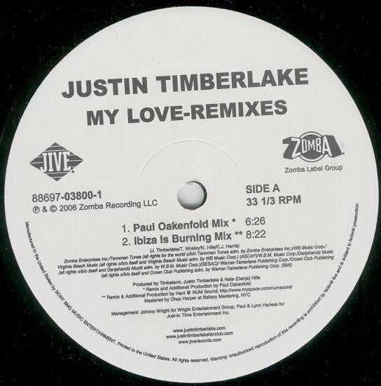 Justin Timberlake : My Love (Remixes) (12")