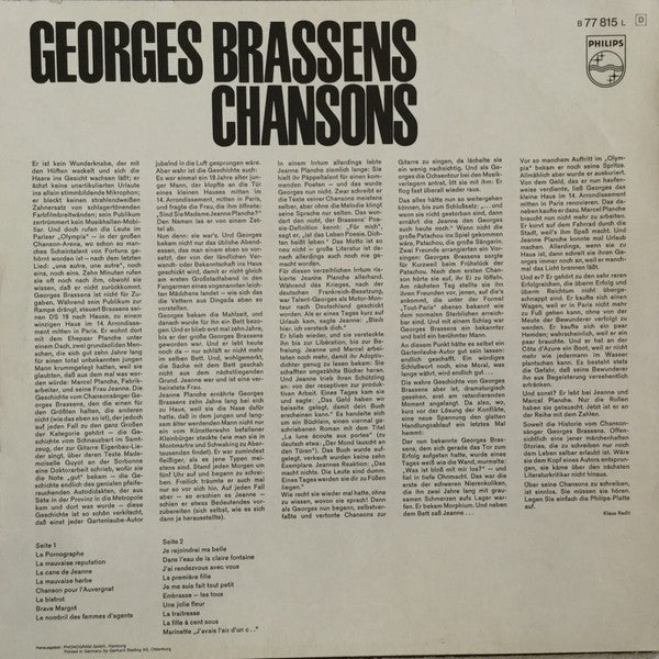 Georges Brassens : Chansons (LP, Comp, Mono, Blu)