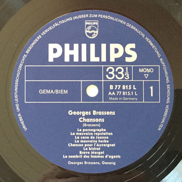 Georges Brassens : Chansons (LP, Comp, Mono, Blu)