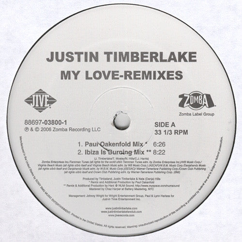 Justin Timberlake : My Love (Remixes) (2x12", Promo)