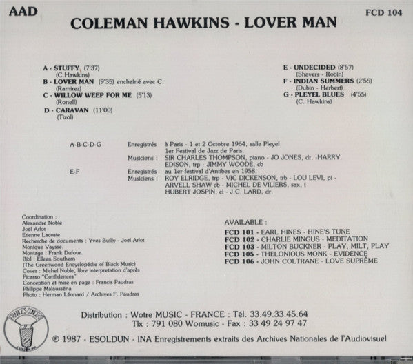 Coleman Hawkins : Lover Man (CD, Album)