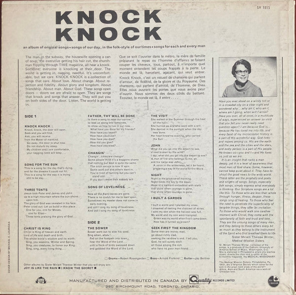 The Medical Mission Sisters And Friends : Knock Knock (LP, Album)